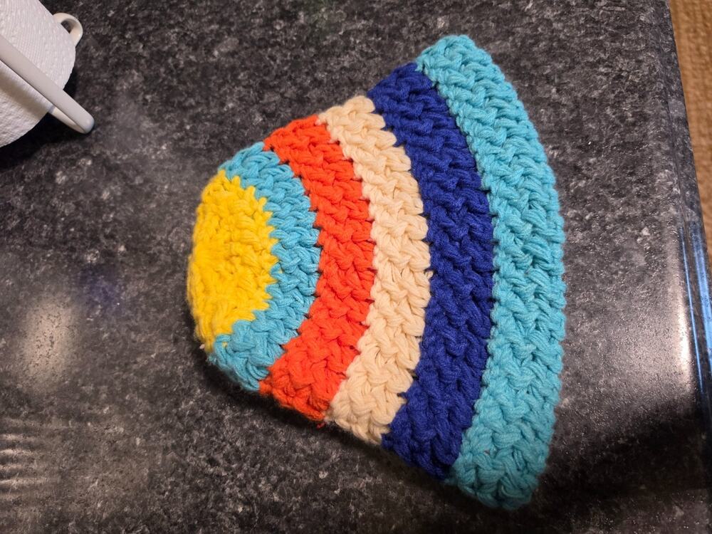 Handmade Crochet Beanie Hat Colorful Stripes